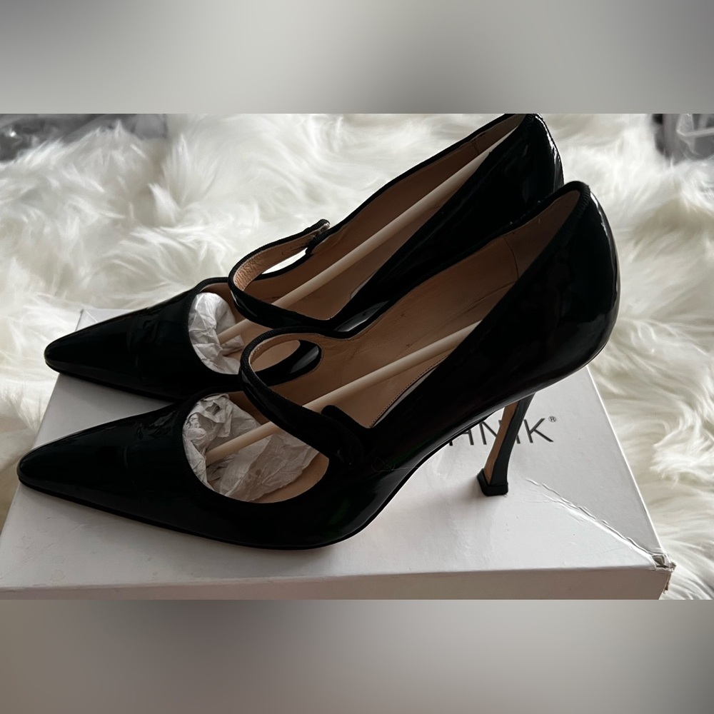 Manolo Blahnik "Campari" patent leather Mary Jane. Used once. 37 1/2. 7 1/2.